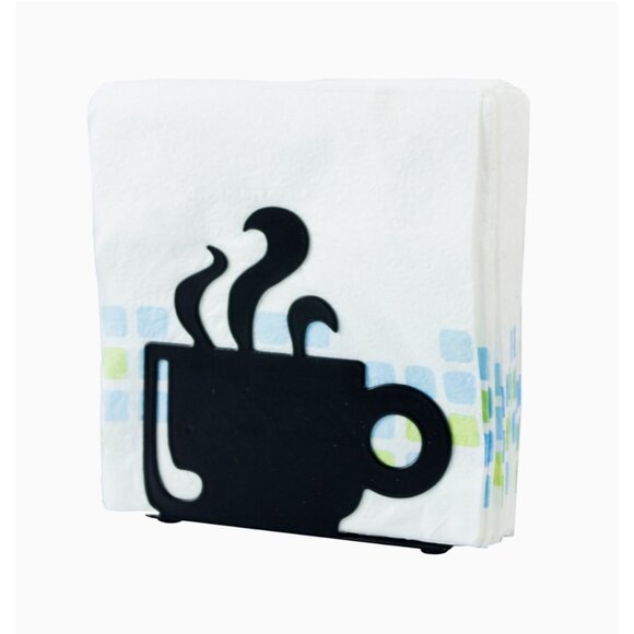 Coffee Cup-Themed Black Metal Napkin Holder - Picture 2 of 7